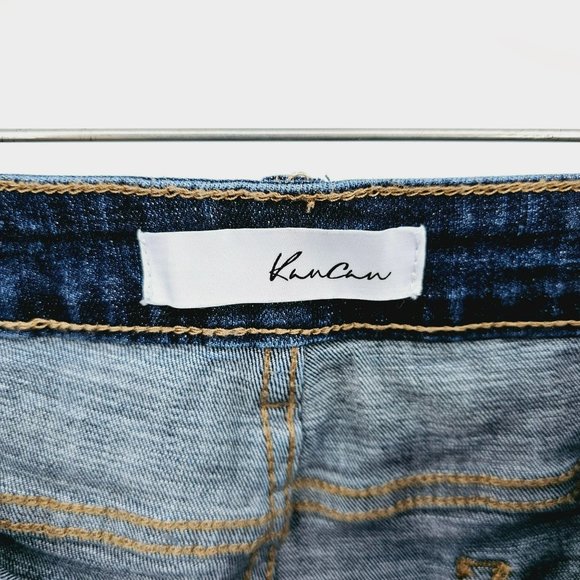 KanCan Lexington Double Fray Cross Cuff Ankle Skinny Jean 3XL Mid Rise Dark Wash - Picture 3 of 12